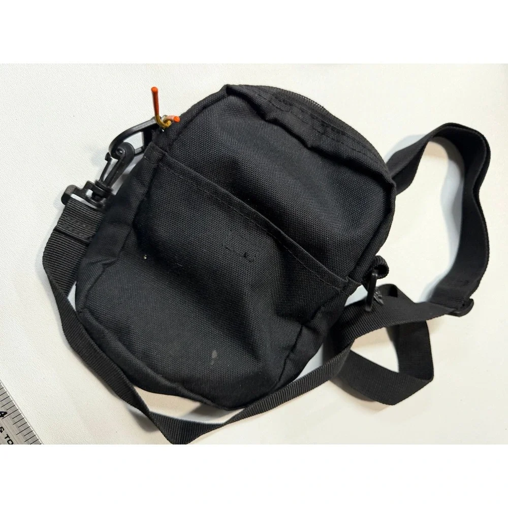 Black Canvas Crossbody Shoulder Bag Small Utility Travel Pouch Adjustable Strap